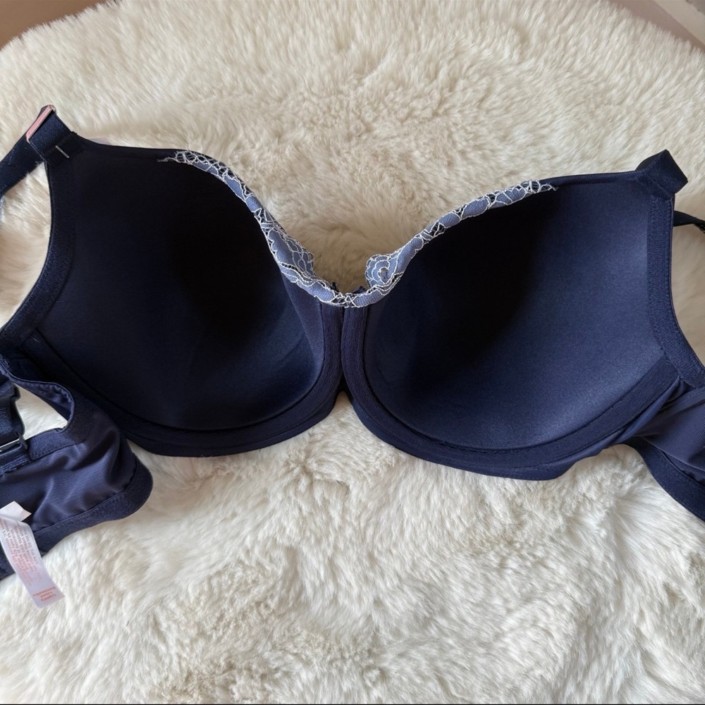 Cacique NWT Navy Smooth Lace Lightly Lined Balconette Bra Size 36DD - Picture 7 of 8